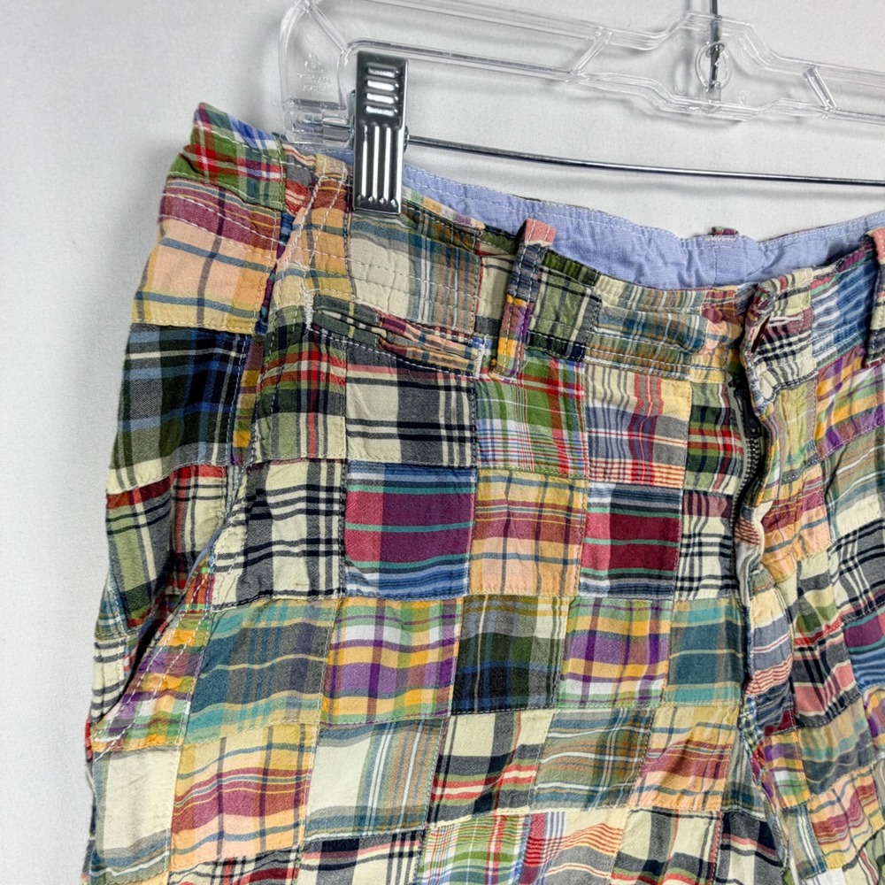 J.Crew Mens Patchwork Madras Plaid Shorts Multi-Color 100% Cotton Size 32W - Picture 3 of 9